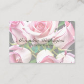 QRコード付きピンクのバラ 名刺 (正面)