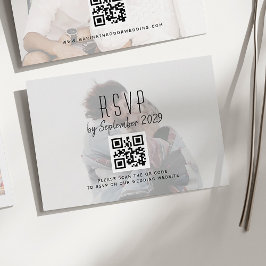 QRコード付きフォトウェディングRSVPカード 出欠カード