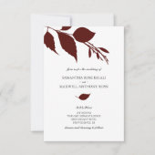 QRコード付きブルゴーニュ結婚式招待状 招待状 (正面)