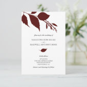 QRコード付きブルゴーニュ結婚式招待状 招待状 (スタンド正面)