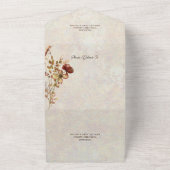 QRコード付きベージュのニュートラルカラーワイルドフラワー オールインワン招待状 (外側)