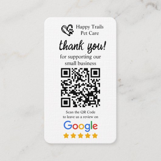 QRコード付きペットケアGoogleレビュー依頼カード 名刺 (正面)