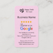QRコード付きペットケアGoogleレビュー要求カード 名刺 (裏面)