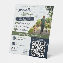 QRコード付きペットシッティング&犬の散歩ビジネス 台座サイン