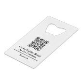 QRコード付きホテルまたはレストラン。ホテルゲスト クレジットカード栓抜き (正面アングル)