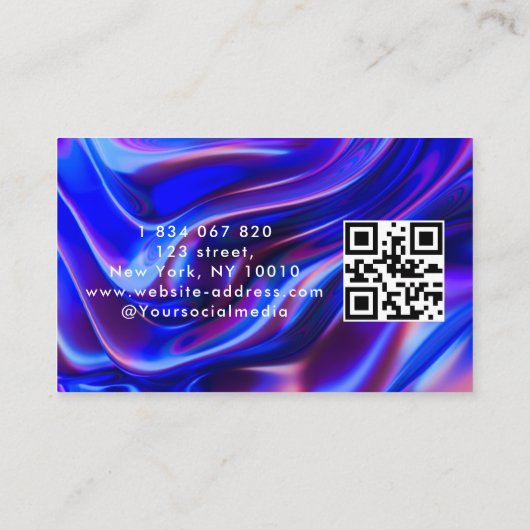 QRコード付きホログラフィック署名スクリプト 名刺 (裏面)