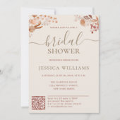 QRコード付きボエミアの花ブライダルシャワー 招待状 (正面)