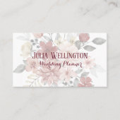 QRコード付きボヘミアのワイルドフラワーブーケ 名刺 (正面)