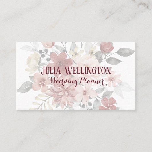 QRコード付きボヘミアのワイルドフラワーブーケ 名刺 (正面)