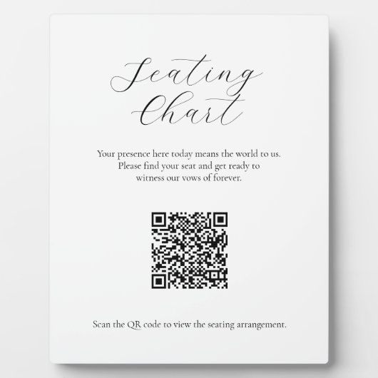 QRコード付きミニマリスト座席表の記号 フォトプラーク (正面)