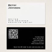 QRコード付きミニマリスト白黒名刺 (正面&裏面)