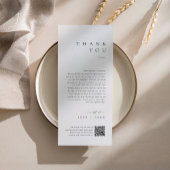 QRコード付きミニマリスト結婚式サンクスノート メニュー