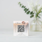 QRコード付きミニマル写真ウェディングRSVPカード エンクロージャーカード (スタンド正面)