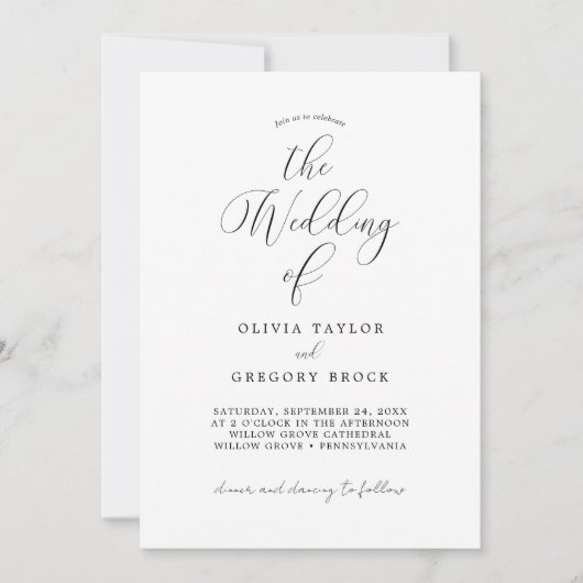 QRコード付きミニマル写真結婚式招待状 招待状 (正面)