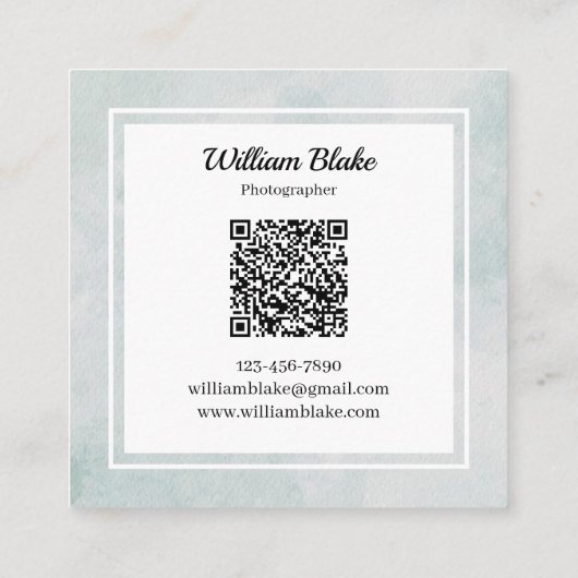 QRコード付きミニマル正方形デザイン スクエア名刺 (裏面)