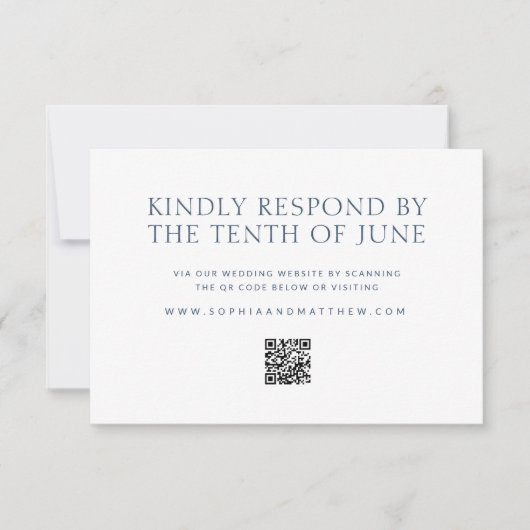 QRコード付きミニマル結婚式RSVPカード 出欠カード (正面)