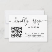 QRコード付きモダンな結婚式オンラインRSVP カード (正面)