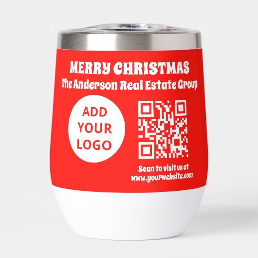 QRコード付きモダンな編集可能なビジネス ロゴ クリスマス (正面)