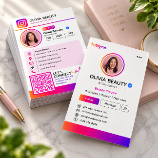 QRコード付きモダンInstagramプロフィールスタイル 名刺