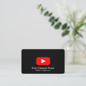 QRコード付きモダンYouTubeブロガーチャンネル ブラック 名刺 (スタンド正面)