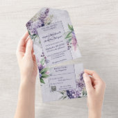 QRコード付きラベンダーのライラックとヘザー オールインワン招待状 (貼ってはがせる)