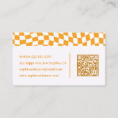 QRコード付きレトロオレンジ市松模様 名刺 (裏面)