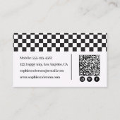 QRコード付きレトロブラック&ホワイト市松模様 名刺 (裏面)