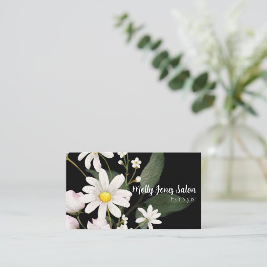 QRコード付き両面デイジーブラック 名刺 (スタンド正面)