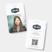 QRコード付き会社従業員フォトID カスタム バッジ (正面＆裏面)