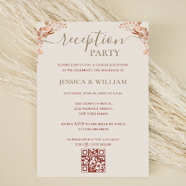 QRコード付き受付パーティーのためのボヘミアンスタイル 招待状