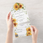 QRコード付き国ひまわり白 オールインワン招待状 (貼ってはがせる)