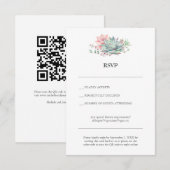 QRコード付き多目的結婚式RSVPカード 多肉植物 招待状 (正面/裏面)