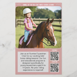QRコード付き子供乗馬レッスンフライヤー チラシ