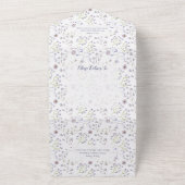 QRコード付き小さなほこりっぽいブルーフローラ オールインワン招待状 (外側)