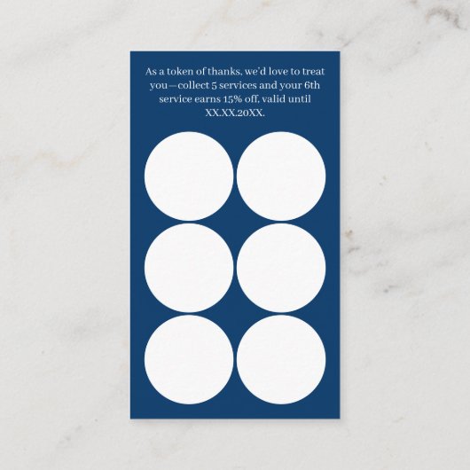 QRコード付き感謝カード - ブルー カフェ ロイヤリティカード (裏面)