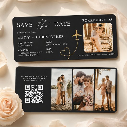 QRコード付き搭乗券風Save the Date
