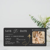 QRコード付き搭乗券風Save the Date (スタンド正面)