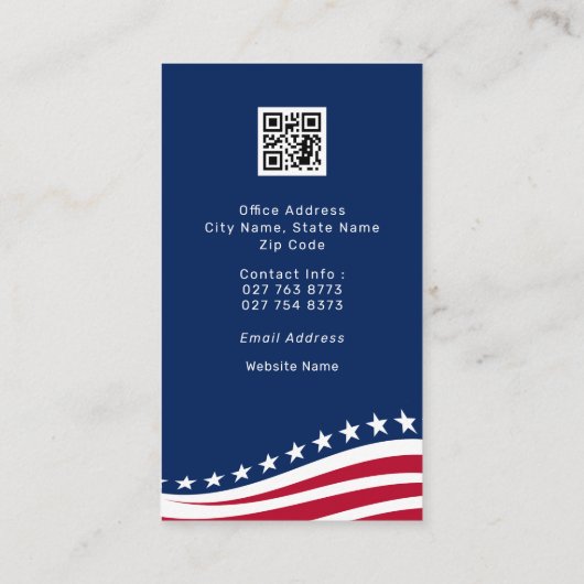 QRコード付き政治的キャンペーンビジネスカード 名刺 (裏面)
