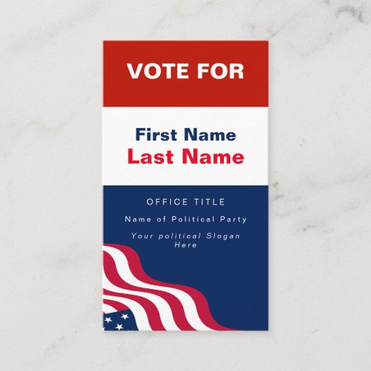 QRコード付き政治的キャンペーンビジネスカード 名刺 (正面)