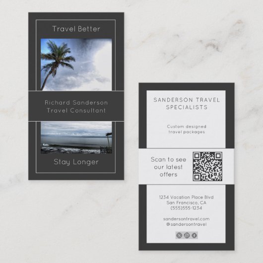 QRコード付き旅行代理店 名刺 (正面/裏面)