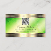 QRコード付き明るい縁ど緑大理石金ゴールド 名刺 (裏面)