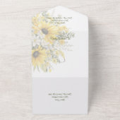 QRコード付き柔らかいひまわりデイジー オールインワン招待状 (外側)