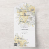 QRコード付き柔らかいひまわりデイジー オールインワン招待状 (内側)