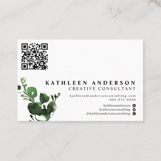 QRコード付き水彩植物名刺 名刺 (裏面)