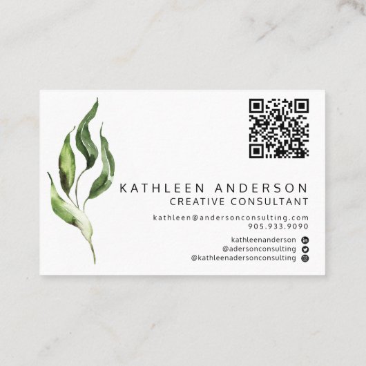 QRコード付き水彩植物名刺 名刺 (裏面)