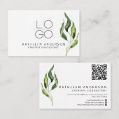 QRコード付き水彩植物名刺 名刺 (正面/裏面)