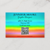 QRコード付き水色レインボーグラデーション 名刺 (正面)