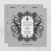 QRコード付き海モンスター結婚式招待状 招待状 (正面/裏面)