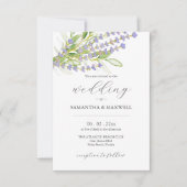 QRコード付き結婚式招待状 ラベンダー ボタニカル 招待状 (正面)