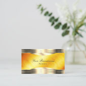 QRコード付き絶妙なオレン縁どジ大理石金ゴールド 名刺 (スタンド正面)